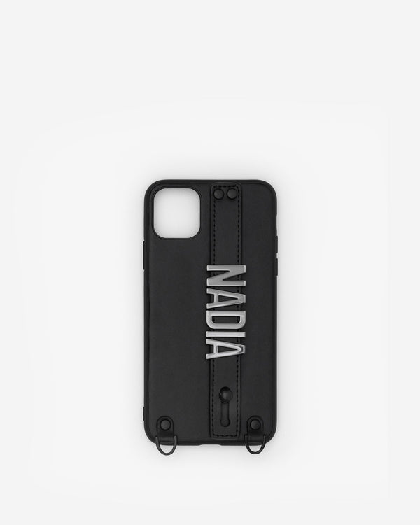 iPhone 14 Plus Case in Black/Gunmetal with Personalised Hardware