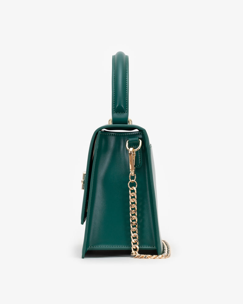 Large Evening Bag in Emerald Green with Personalised Hardware