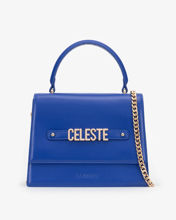 Large Evening Bag in Royal Blue with Personalised Hardware