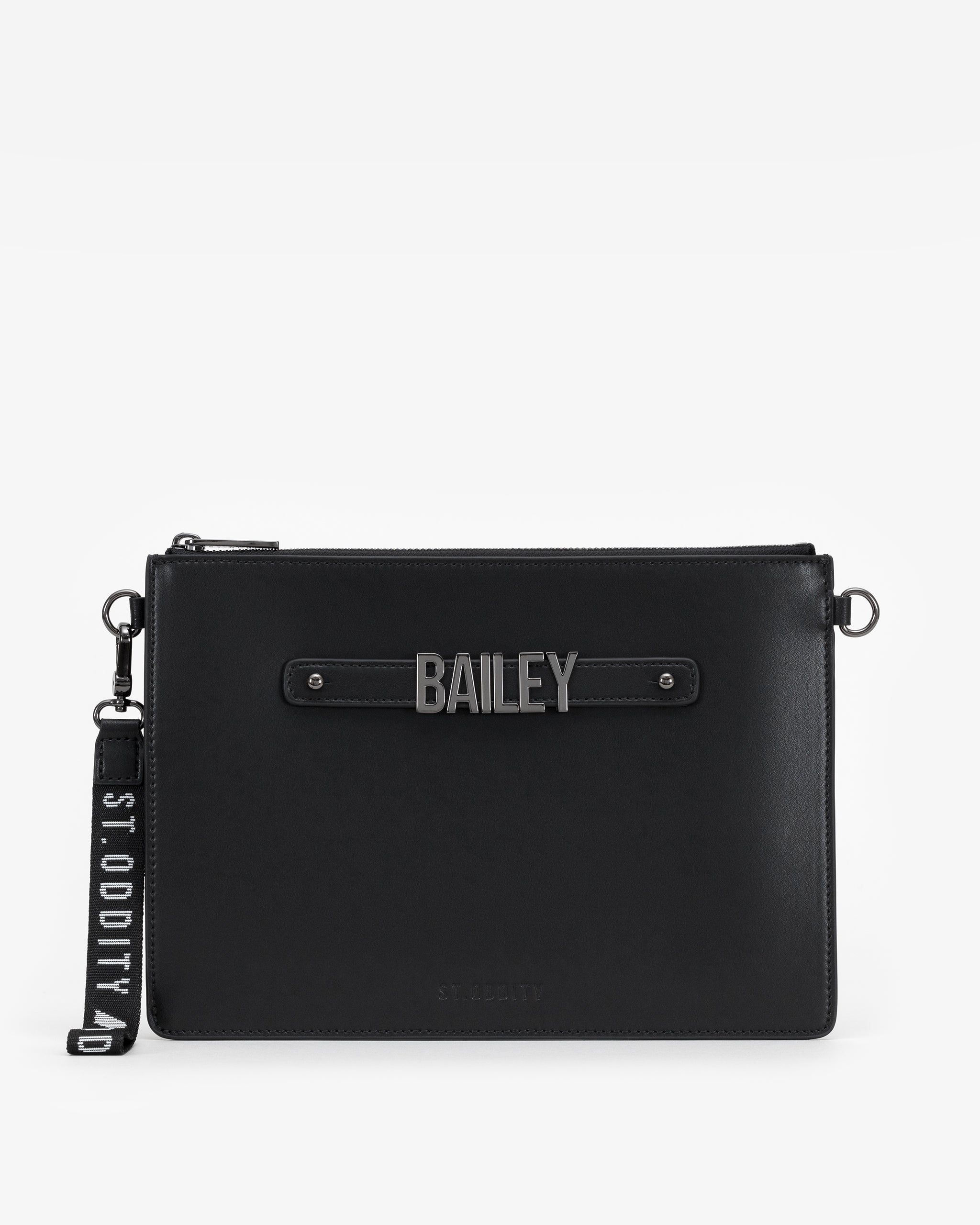 Large Pouch in Black/Gunmetal with Personalised Hardware