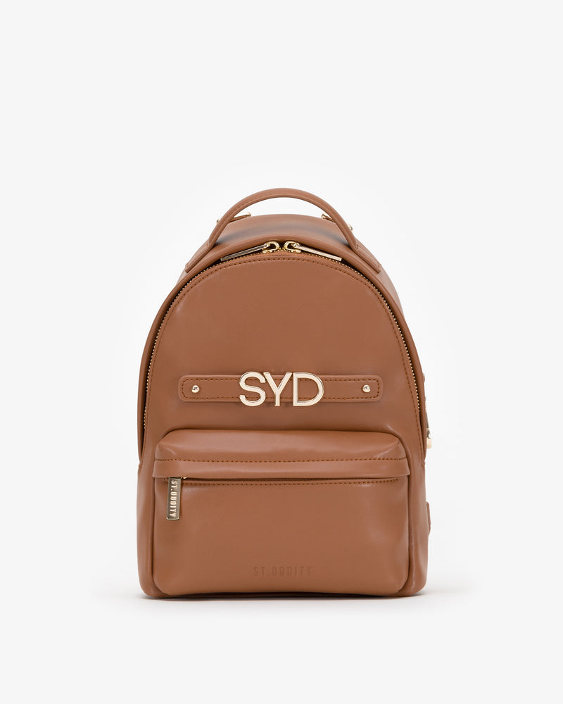 Mini Backpack in Tan with Personalised Hardware