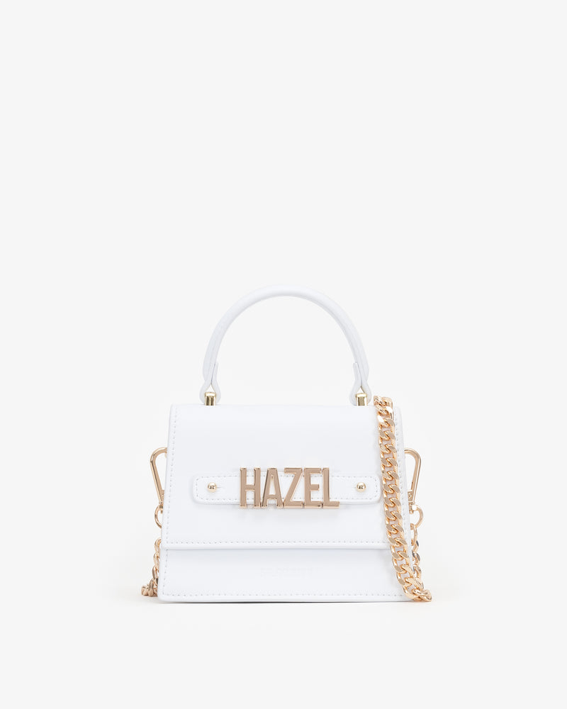 Mini Evening Bag in White with Personalised Hardware