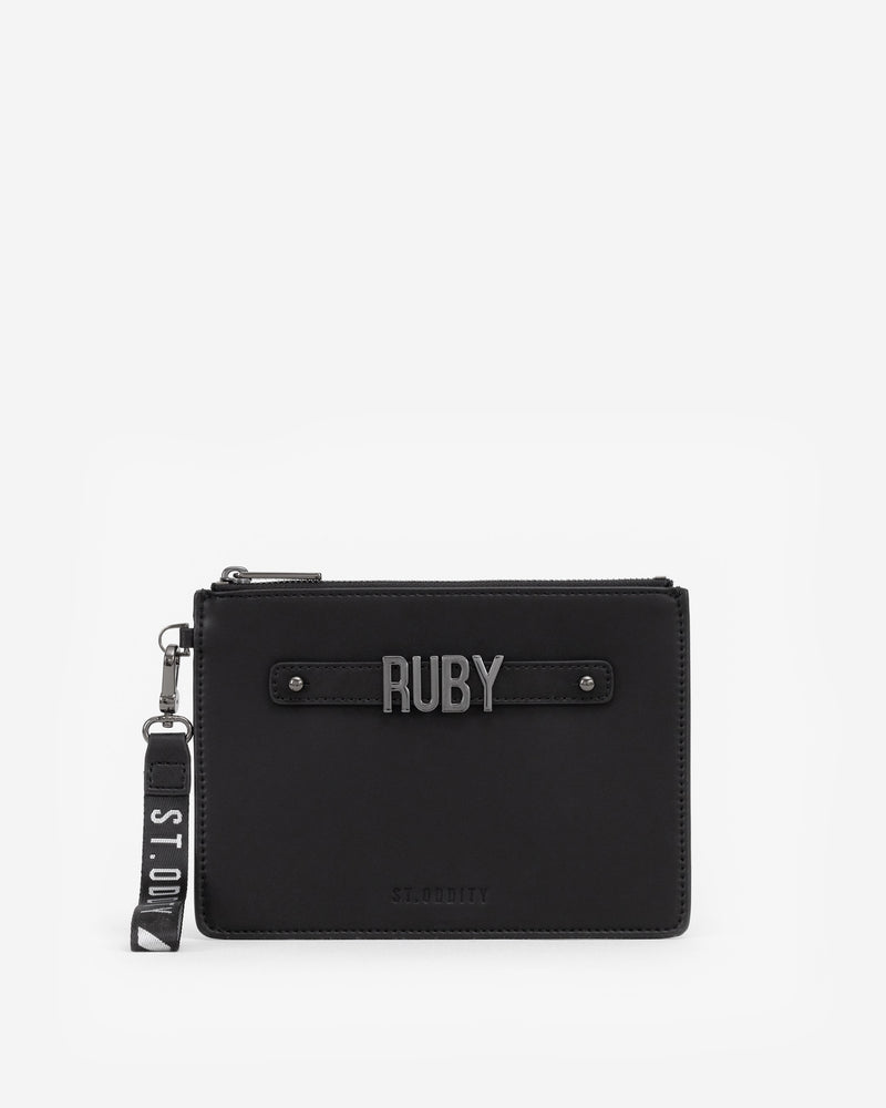 Pouch in Black/Gunmetal with Personalised Hardware