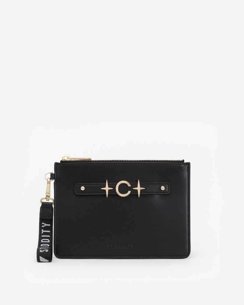 Pouch in Black/Gold with Personalised Hardware