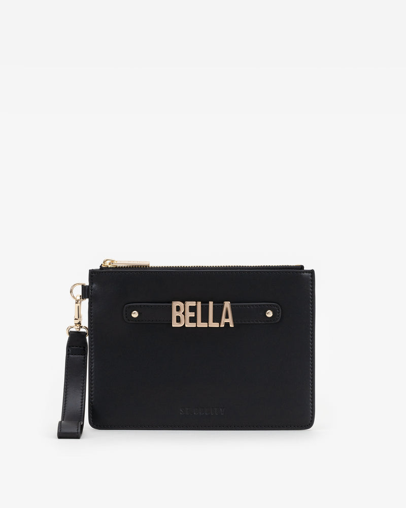 Classic Pouch in Black/Gold with Personalised Hardware