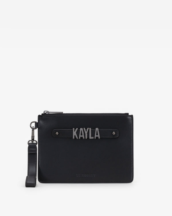 Classic Pouch in Black/Gunmetal with Personalised Hardware