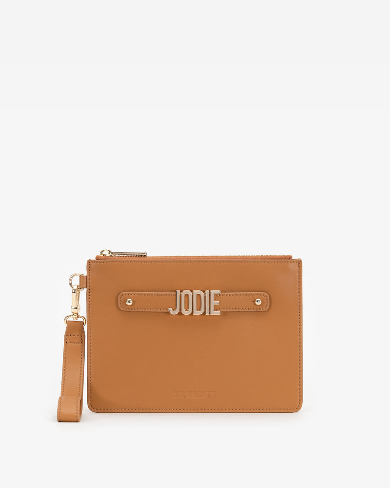 Classic Pouch in Caramel with Personalised Hardware