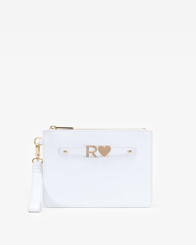 Classic Pouch in White with Personalised Hardware