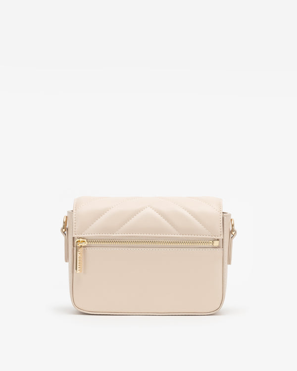 Quilted Chevron Crossbody Bag in Light Sand