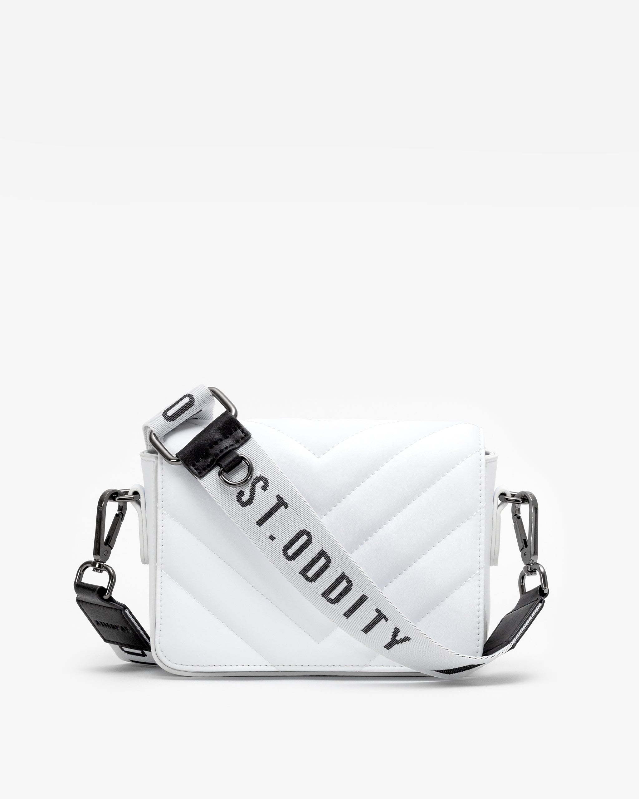 Quilted Chevron Crossbody Bag in White