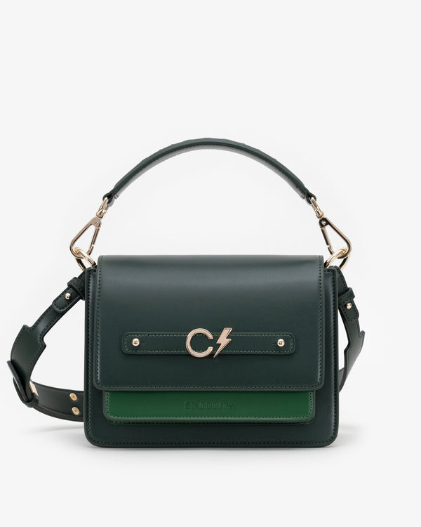Shoulder Bag in Forest Green Multi with Personalised Hardware