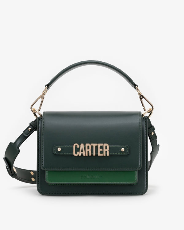 Shoulder Bag in Forest Green Multi with Personalised Hardware
