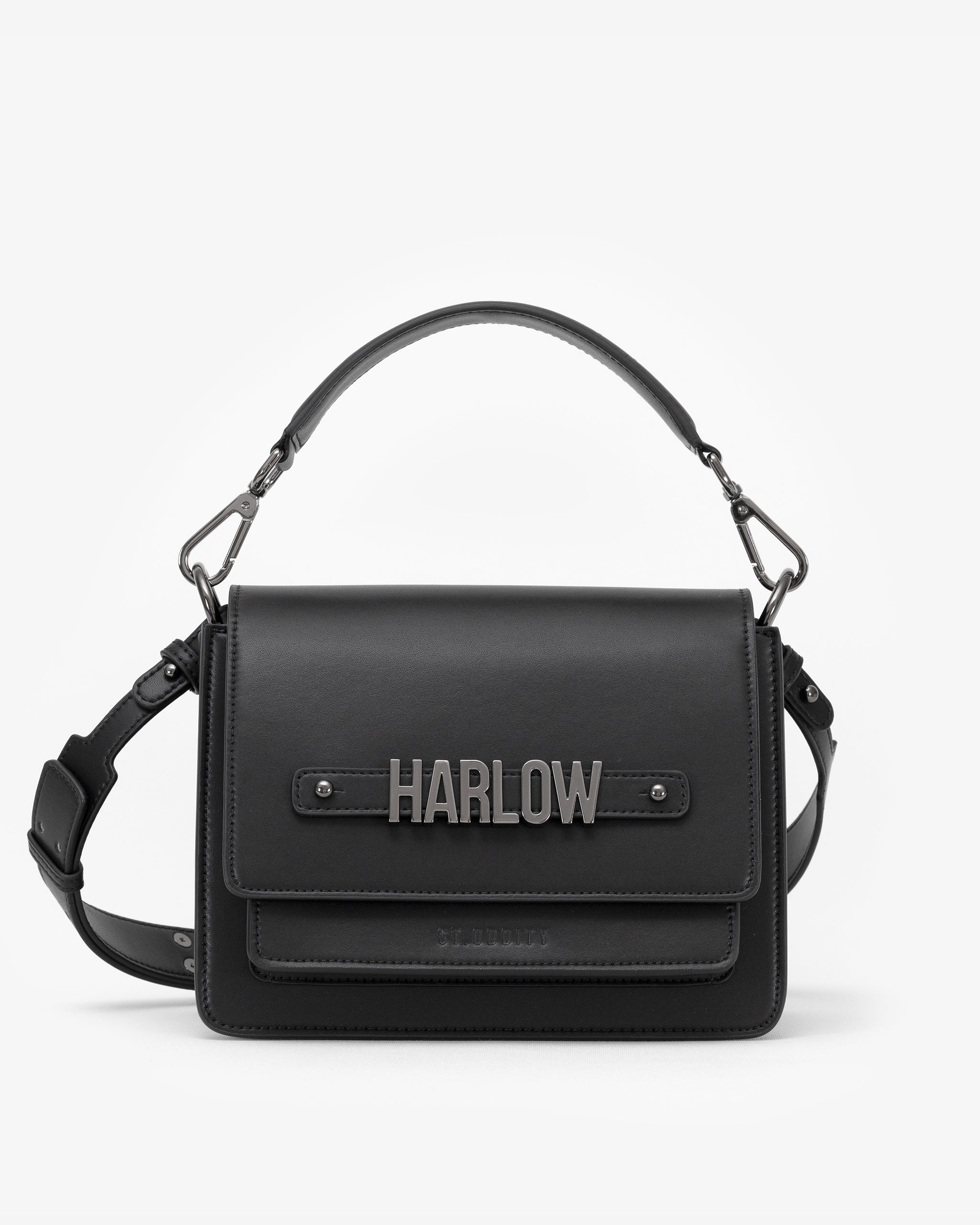 Shoulder Bag in Black/Gunmetal with Personalised Hardware