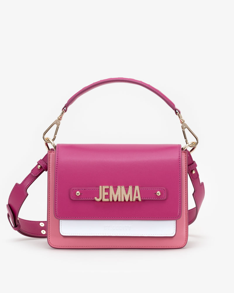 Shoulder Bag in Pink Multi with Personalised Hardware