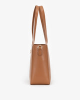 Wide Tote in Tan with Personalised Hardware
