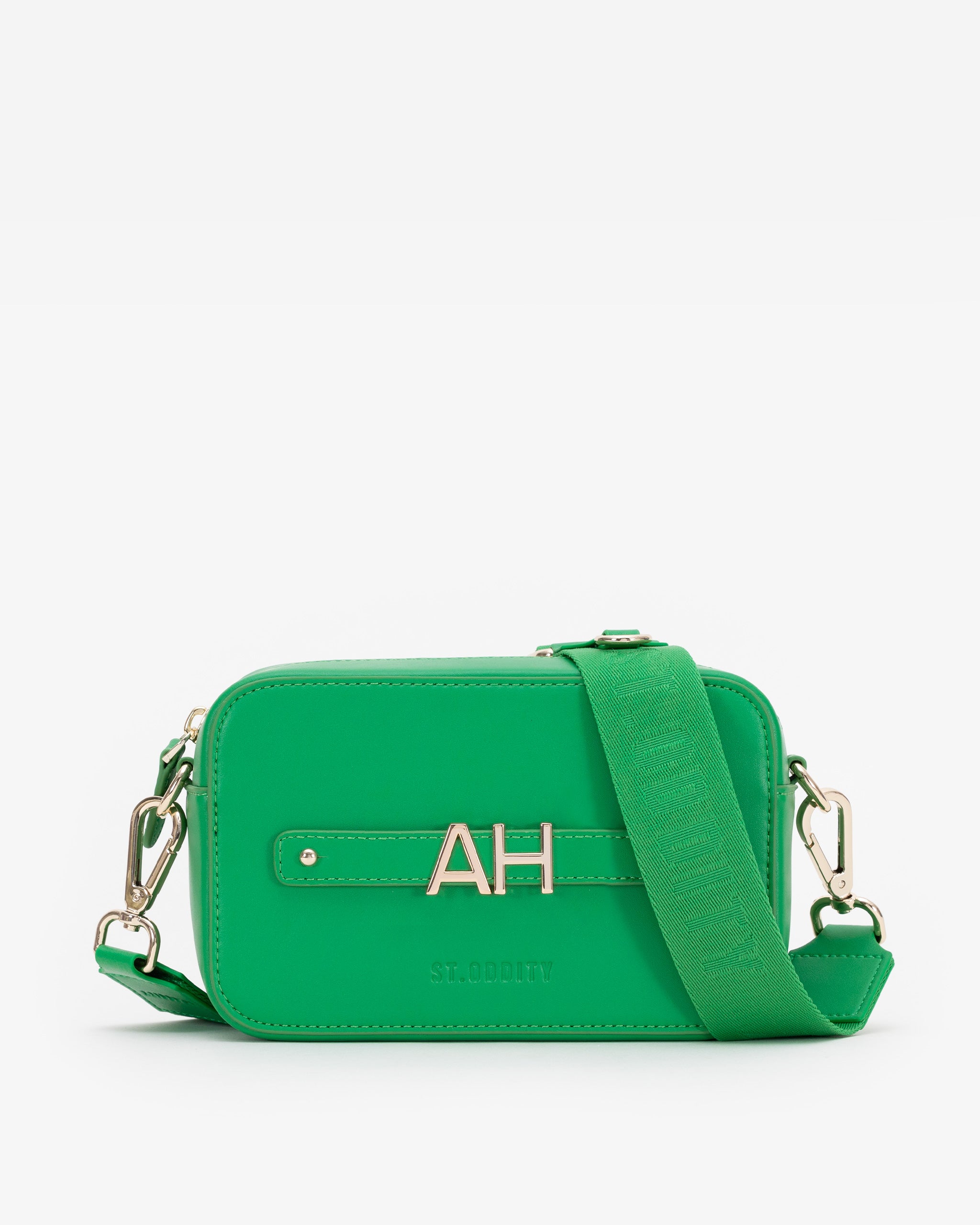 Zip Crossbody Bag in Grass Green with Personalised Hardware