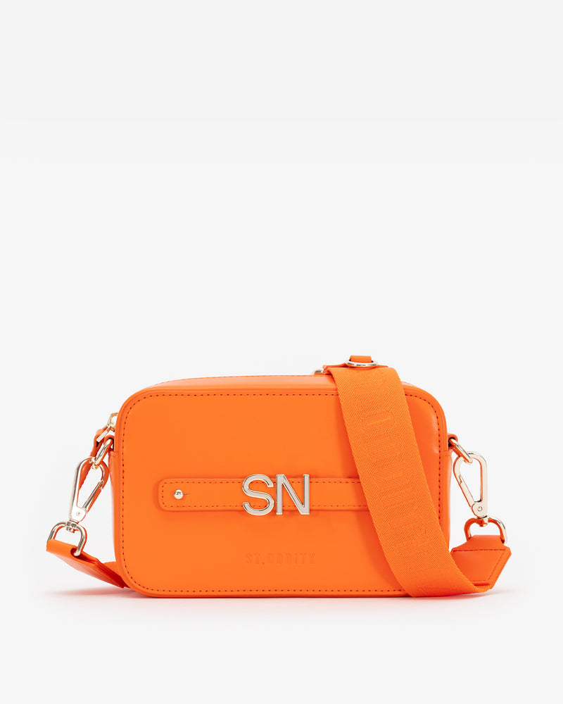Zip Crossbody Bag in Orange with Personalised Hardware